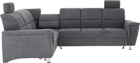 Colţar extensibil, material textil gri, model stânga, SANTIAGO