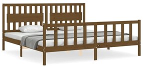 3192449 vidaXL Cadru pat cu tăblie, maro miere, 200x200 cm, lemn masiv