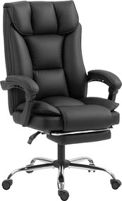 HOMCOM Scaun de Birou Reclinabil la 155° cu Suport pentru Picioare, Dublă Îmbunătățire și Tapițerie din Piele Ecologică, Negru | Aosom Romania