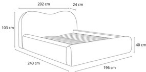 Pat matrimonial portocaliu tapițat cu spațiu de depozitare cu somieră 160x200 cm Orlane – Bobochic Paris