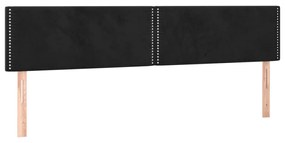 Pat box spring cu saltea, negru, 200x200 cm, catifea Negru, 200 x 200 cm, Culoare unica si cuie de tapiterie