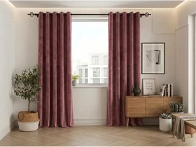 Perdea opaca ELVIO VELVET 140x250 cm, roz prafuit Agatat: Inele metalice