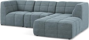 Colțar albastru cu tapițerie din țesătură bouclé (cu colț pe partea dreaptă/cu șezlong) Aloha – Makamii