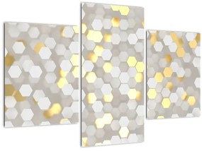 Tablou - Hexagoane alb - auriu (90x60 cm)