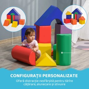 HOMCOM Set de Construcții Moi pentru Copii de 1-3 Ani cu 11 Forme, în PU și EPE, Culori Variate | Aosom Romania