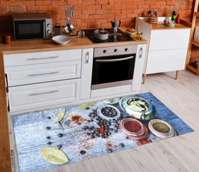 ANDRE 33550 covor lavabil condimente bucatarie, anti-alunecare - albastru / verde