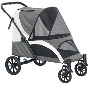 PawHut Carucior pentru câini, Carucior pliabil pentru câini mari, Carucior pentru animale de companie cu 4 roți, Liniile de siguranță, Frâne, Gri întunecat | Aosom Romania