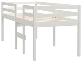 Pat inalt de dormitor, alb, 80x200 cm, lemn masiv de pin