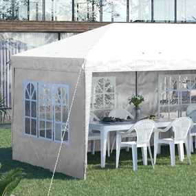 Outsunny Foisor de gradina cu ferestre, inaltime reglabila cu pereti detasabili, 585x295x270cm alb | AOSOM RO