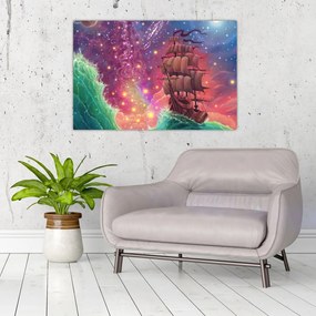 Tablou - Cerul spațial cu navă (90x60 cm)