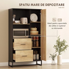 HOMCOM Dulap de bucătărie multifuncțional cu 2 sertare, 1 dulap, 2 nișe și orificii pentru cabluri | Aosom Romania