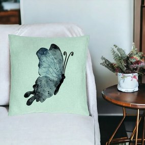 Perna Decorativa, Model Fluture 2, Blue and Black, 40x40 cm, Verde Menta, Husa Detasabila, Perna Inclusa, BEKZ®