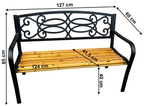 Bancă de grădină Rotina New, neagră, 85 x 60 x 127cm