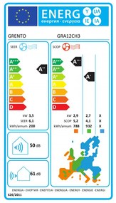 Aparat de aer conditionat cu invertor Grento GRA12CH3, 12000 BTU, A++/A+, Afișaj LED, Autocurățare, Wi-Fi, I Feel, Alb