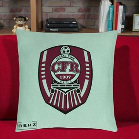 Perna Personalizata CFR Cluj Fotbal Club 1907, 40x40 cm, Verde Menta, Husa Detasabila, Perna Inclusa, BEKZ®