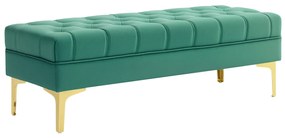 HOMCOM Bancă cu Husă Capitonată din Catifea cu Picioare Metalice pentru Hol, Coridor și Living, 118x45x42 cm, Verde | Aosom Romania