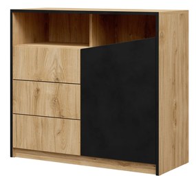 Comodă Avain 2 (stejar + negru) (S). 1087299