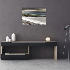 Tablou pe sticlă cu lac în amurg (70x50 cm)