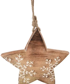 Decorațiune din lemn de mango 4Home Snowflake Star, 20 cm