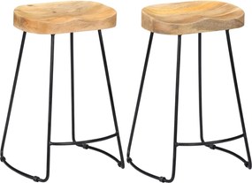 vidaXL Scaune de bar Gavin, 2 buc., lemn masiv de mango