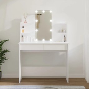 Masa de toaleta cu LED, alb, 96x40x142 cm Alb