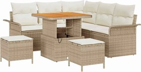 vidaXL Set de canapele pentru grădină cu pernă 8 pcs Bej și crem