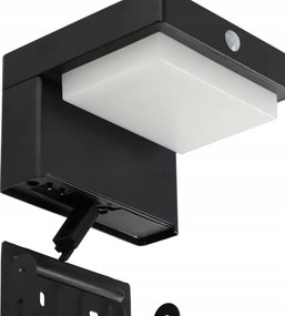 Aplica solară de perete LED cu senzor, 5W, 3,7V, 2000 mAh, IP44, neagră