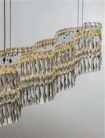 Lustra suspendata LED crom, cristale sticla NUVIA 120cm