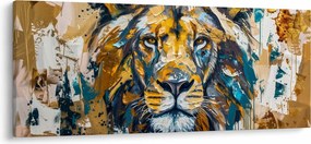 Tablou - pictură în ulei abstractă cu leu (120x50 cm)