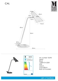 Markslöjd 106781 - Lampă de masă CAL 1xE14/40W/230V