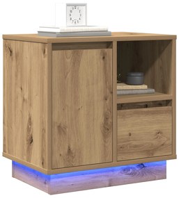vidaXL noptiere cu LED din stejar artisan 50x34,5x50 cm