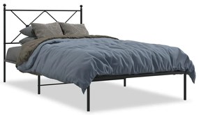 376496 vidaXL Cadru de pat metalic cu tăblie, negru, 100x190 cm