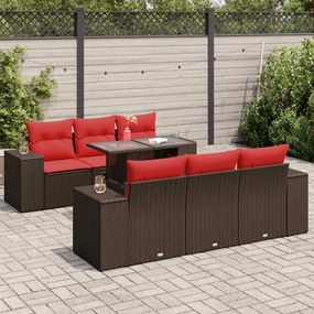 vidaXL Set canapele de grădină cu perne, 7 piese, maro, poliratan