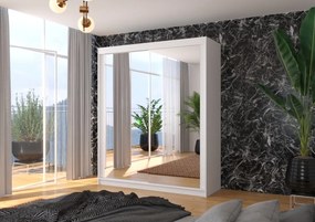 Dulap cu usi glisante si oglinda 180x215 cm, Morgan, ADRK Furniture (Culoare: Alb)