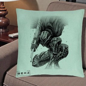Perna Personalizata Berserk Guts Armor of Darkness Manga, 40x40 cm, Verde Menta, Husa Detasabila, Perna Inclusa, BEKZ®