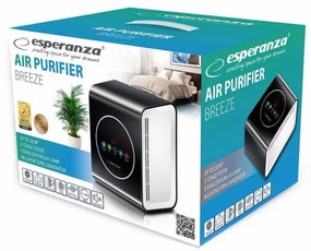 Purificator de aer Esperanza EHP001 Breeze, Pana la 20 m², CADR 30 m³/h, 45 dB, Display LCD, Ionizator, Lampa UV, Negru