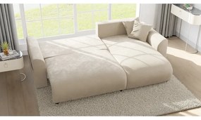 Colțar bej cu tapițerie din catifea (cu colț variabil) Lorine – Ropez