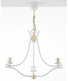 Jupiter 2085 - Candelabru pe lanț SAMBA 3xE27/15W/230V alb/auriu