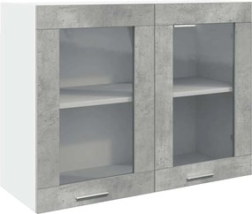 vidaXL Dulap de sticlă suspendat “Lyon” gri beton 80x31x60 cm