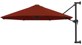 vidaXL Umbrelă de soare de perete cu stâlp metalic, cărămiziu, 300 cm