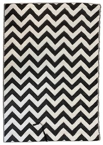 Covor de exterior, cu doua fete, 180x120 cm, alb-negru