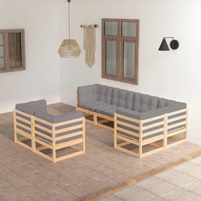 3076694 vidaXL Set mobilier de grădină cu perne, 7 piese, lemn masiv de pin