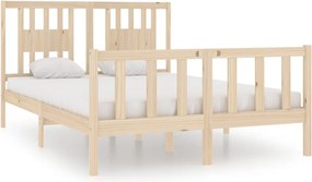 vidaXL Cadru de pat dublu, 135x190 cm, lemn masiv