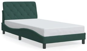 3207908 vidaXL Cadru de pat cu tăblie, verde închis, 100x200 cm, catifea