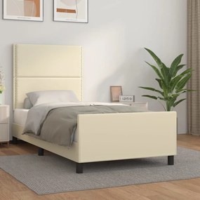 3125478 vidaXL Cadru de pat cu tăblie, crem, 80x200 cm, piele ecologică