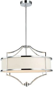 Lustra suspendata din metal cromat si tesatura crem Stesso M