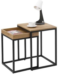 Set de 2 măsuțe laterale ELDUR maro/negru