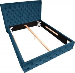 Pat elegant tapitat cu catifea albastru inchis, Paris 160x200cm