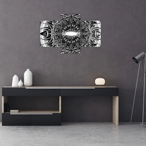 Tablou cu ornamente alb negre (90x60 cm)