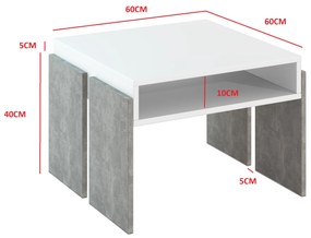 Masă de cafea Ramea (Alb + piatră). 1055243